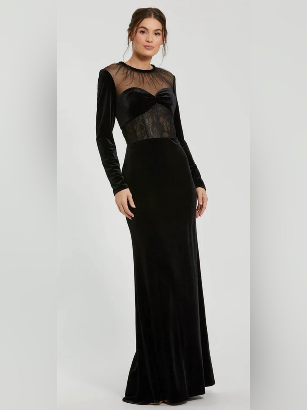 Mac Duggal 20741 Long Sleeve Velvet Dress Fitted Formal sz 8